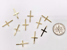 Cargar imagen en el visor de la galería, Plain Dainty Cross Pendant Charm in Real Gold 18K Plated Over Stainless Steel 10 PCS
