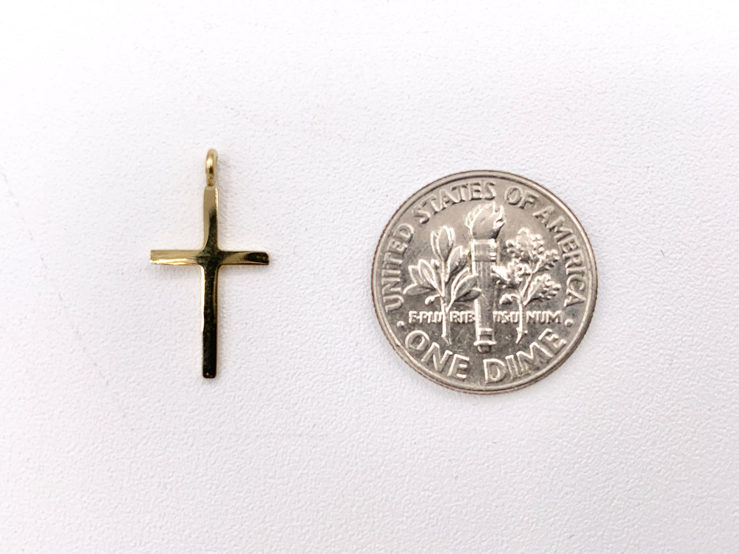 Plain Dainty Cross Pendant Charm in Real Gold 18K Plated Over Stainless Steel 10 PCS