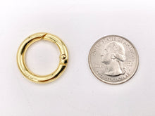 Load image into Gallery viewer, 1 Inch Cute Plain Circle Key Chain Clasps in 18K Gold Plated Copper 5 PCS
