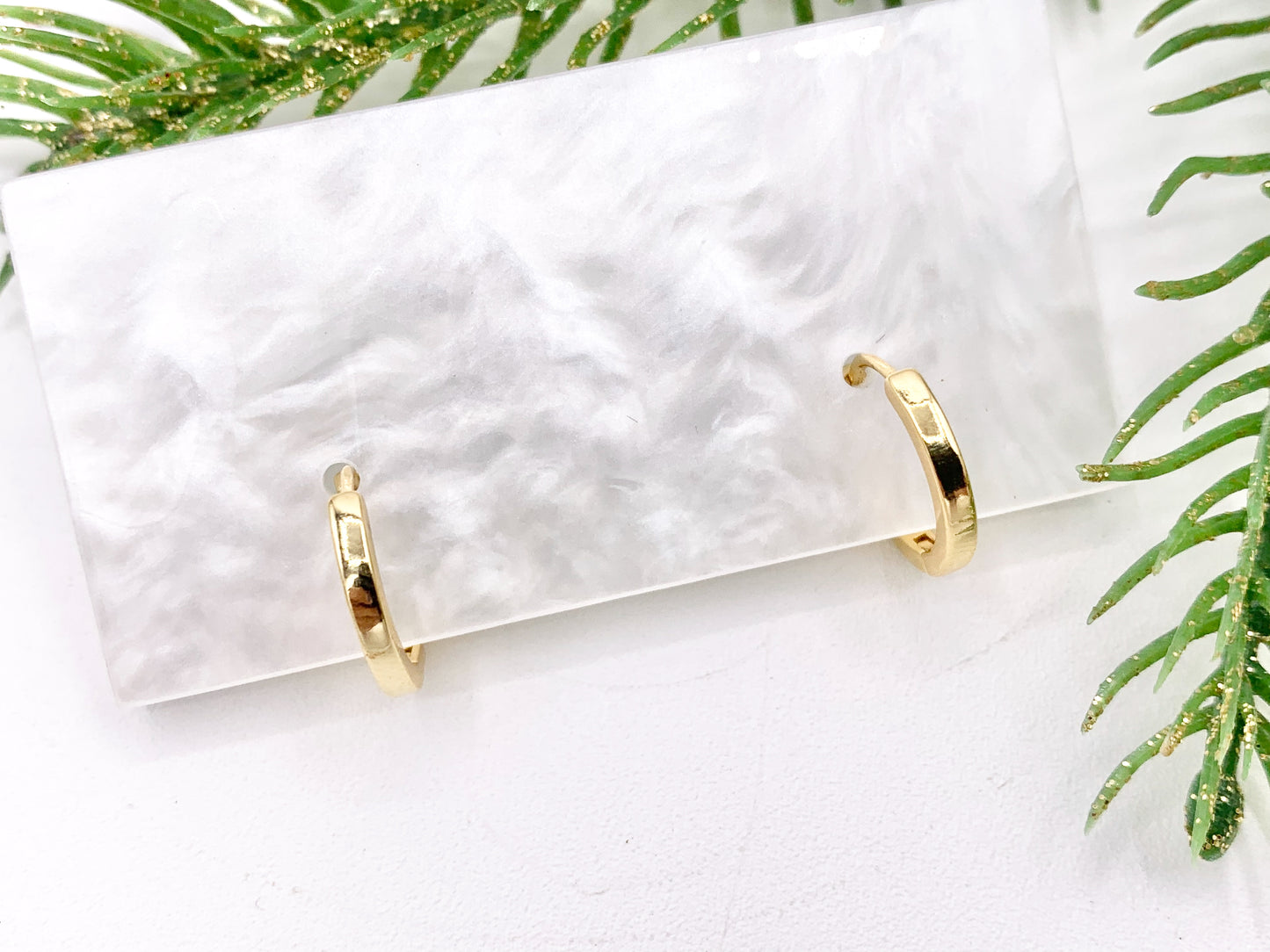 Simple Plain Tiny Earring Huggies 18K Gold Plated Over Brass Earrings 5 PAIRS