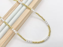 Load image into Gallery viewer, Delicate Dainty Minimalist Pearl Finished Necklace with Gold Plated Hematite Beads 1 PC
