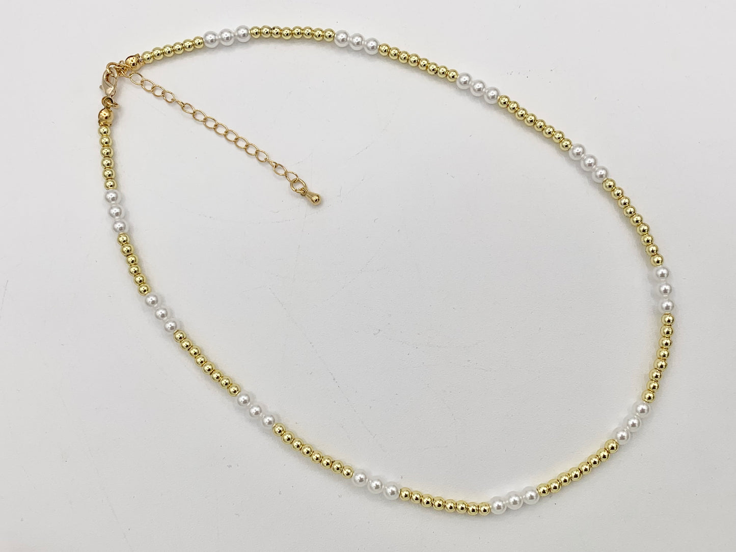 Delicate Dainty Minimalist Pearl Finished Necklace with Gold Plated Hematite Beads 1 PC