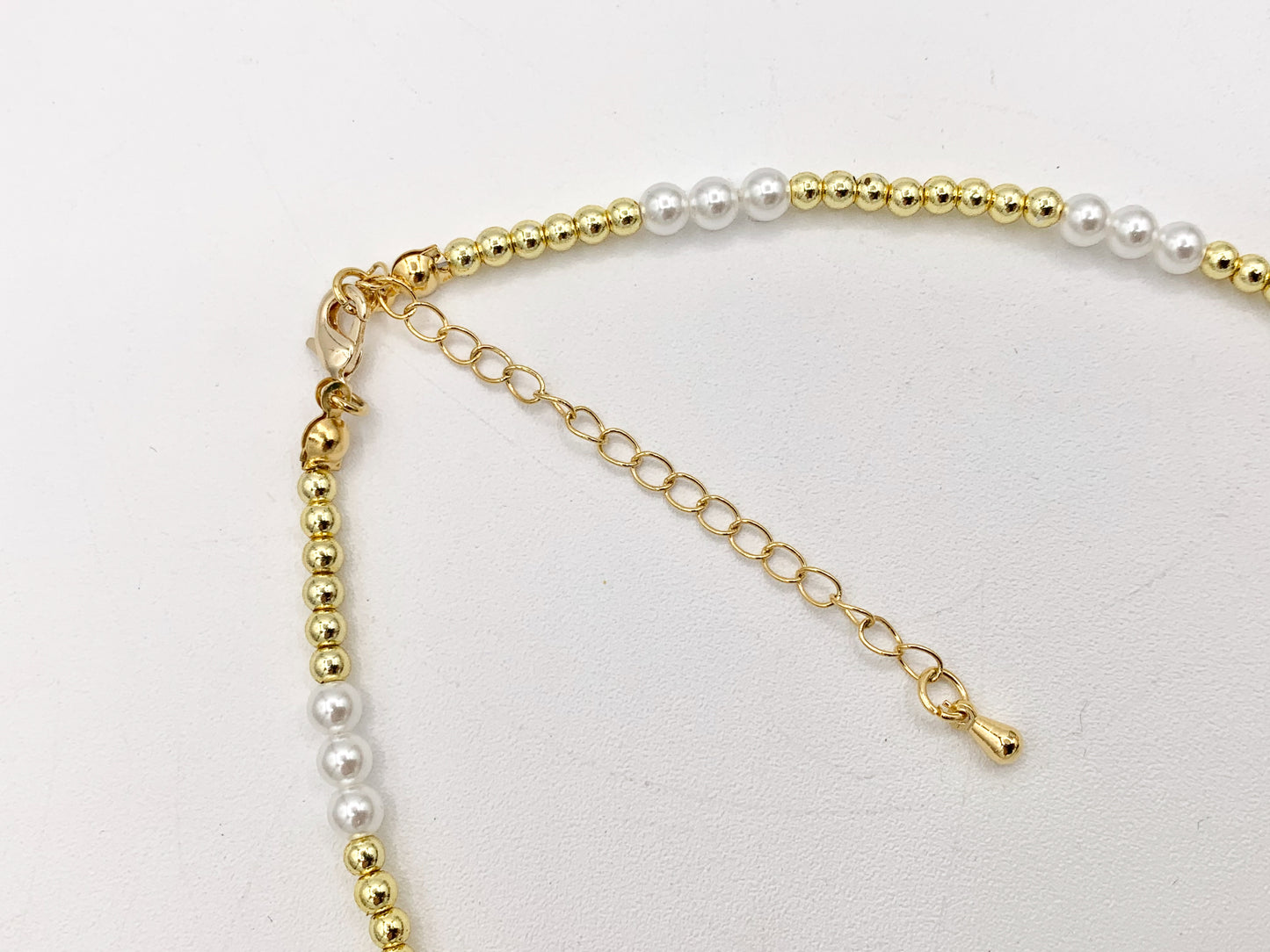 Delicate Dainty Minimalist Pearl Finished Necklace with Gold Plated Hematite Beads 1 PC