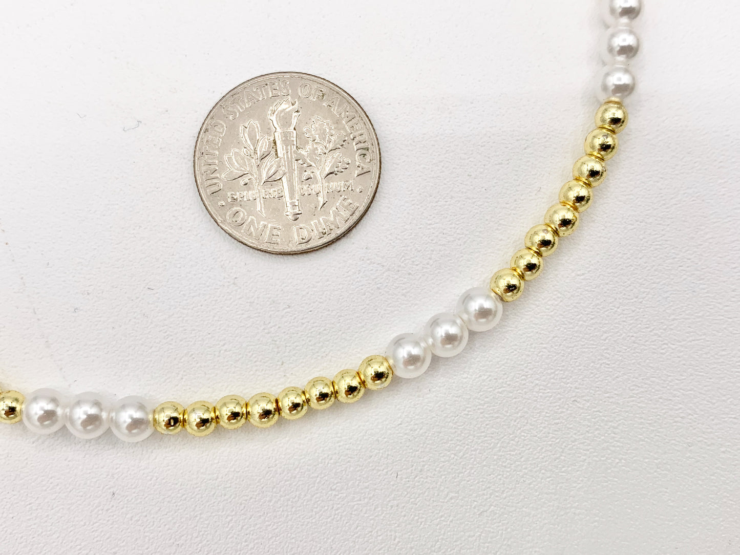 Delicate Dainty Minimalist Pearl Finished Necklace with Gold Plated Hematite Beads 1 PC