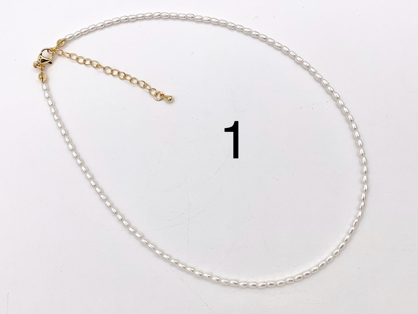 Delicate Dainty Minimalist Pearl Finished Necklace with Gold Plated Copper Spacer Beads and Clasps 14.5" Price For 1 Necklace