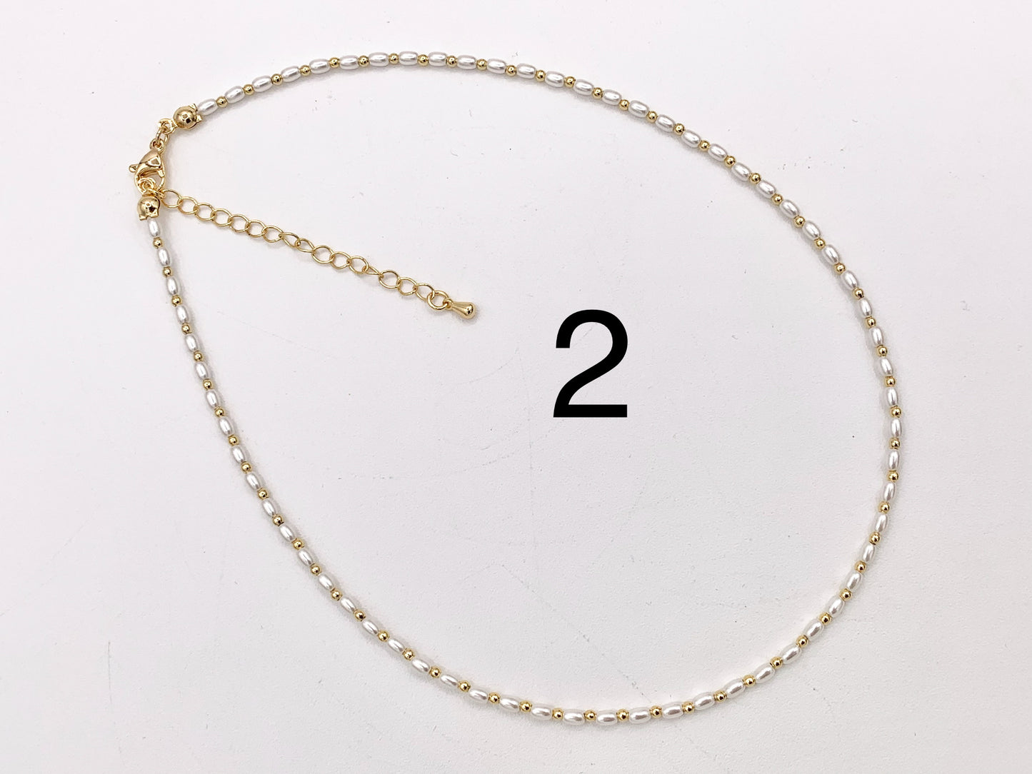 Delicate Dainty Minimalist Pearl Finished Necklace with Gold Plated Copper Spacer Beads and Clasps 14.5" Price For 1 Necklace