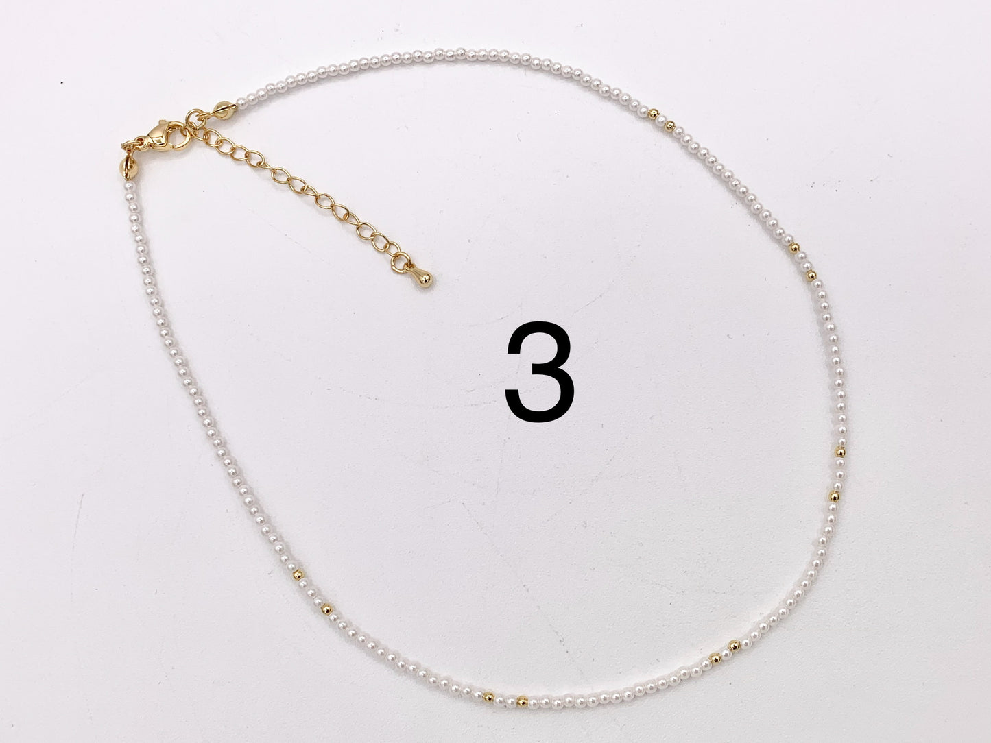 Delicate Dainty Minimalist Pearl Finished Necklace with Gold Plated Copper Spacer Beads and Clasps 14.5" Price For 1 Necklace