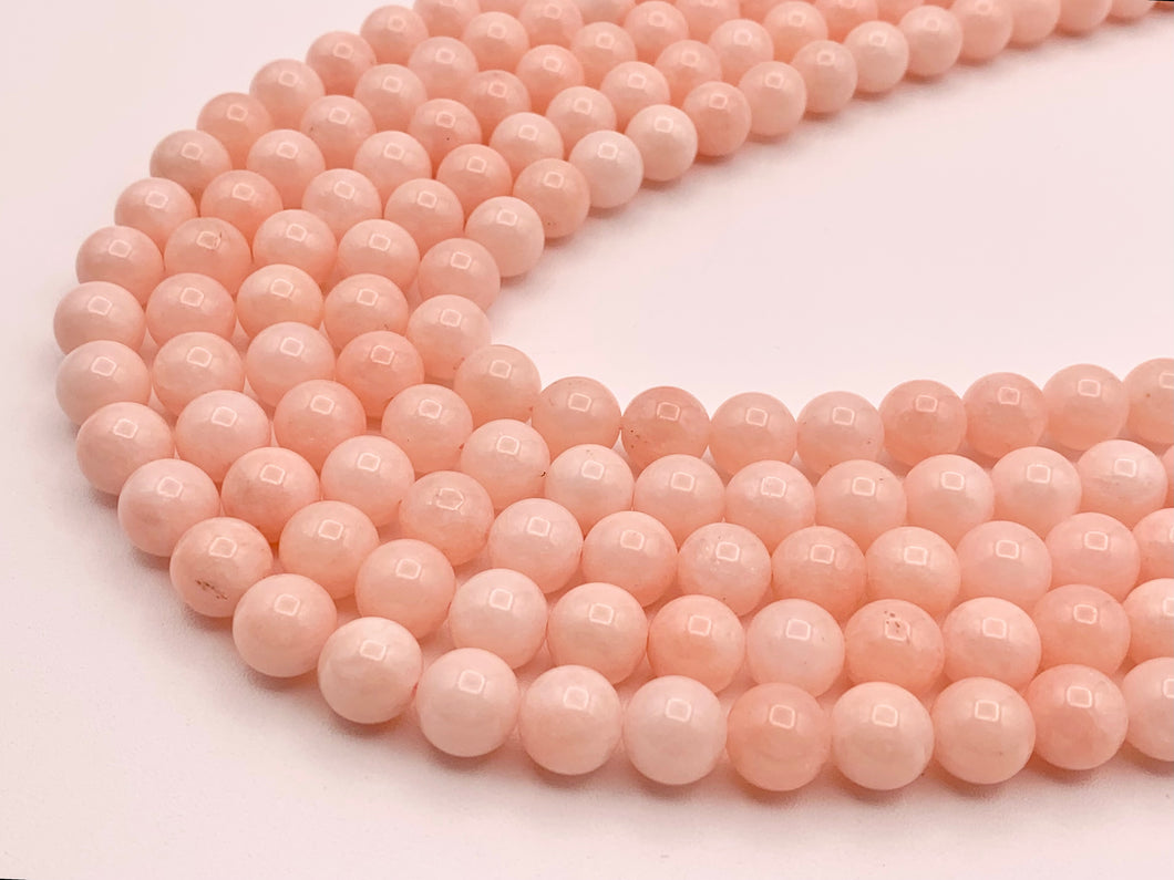 High Quality Dyed Pink Jade Round Smooth Shiny Natural Stone Beads Beautiful Pastel Pink Color Beads 6mm 8mm 10mm Around 15