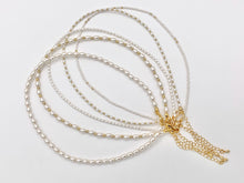 Load image into Gallery viewer, Delicate Dainty Minimalist Pearl Finished Necklace with Gold Plated Copper Spacer Beads and Clasps 14.5&quot; Price For 1 Necklace
