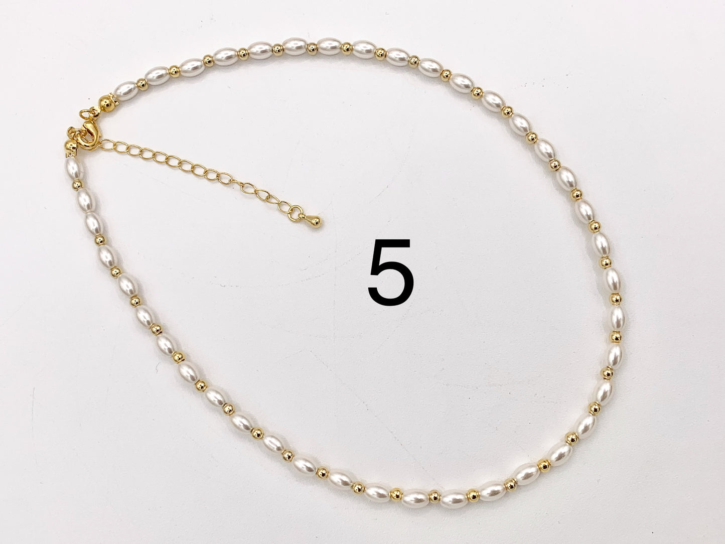 Delicate Dainty Minimalist Pearl Finished Necklace with Gold Plated Copper Spacer Beads and Clasps 14.5" Price For 1 Necklace