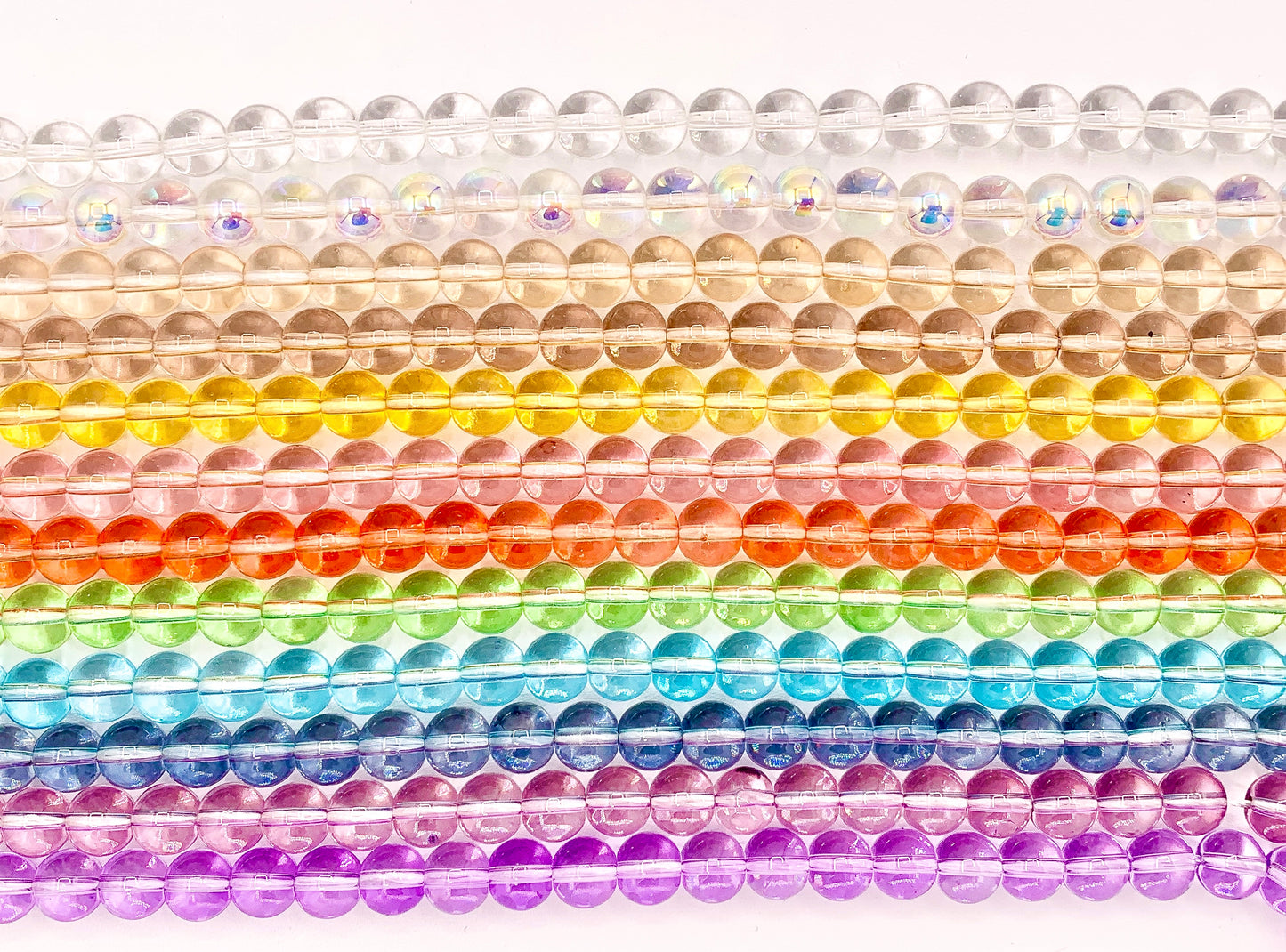 8mm  Colorful Round Smooth Dyed Glass Beads Cute Transparent Glass Beads | 12 Colors Available