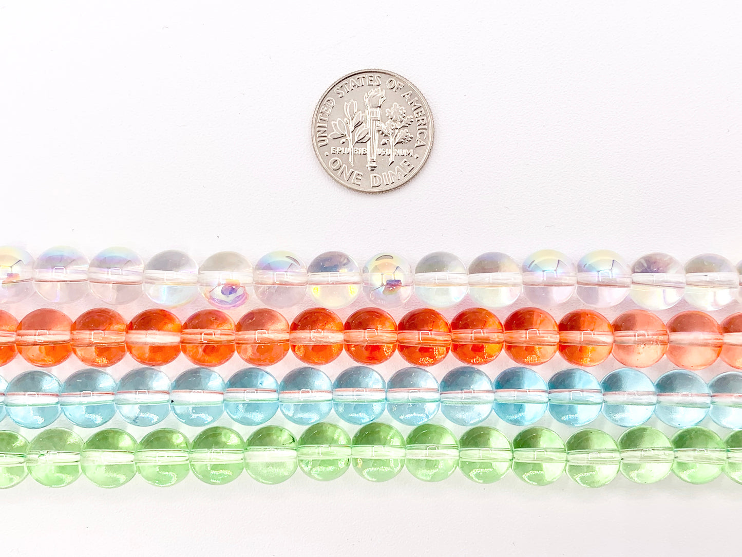 8mm  Colorful Round Smooth Dyed Glass Beads Cute Transparent Glass Beads | 12 Colors Available