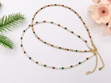 Load image into Gallery viewer, Delicate White &amp; Oat Trocas Shell Beaded Necklace 18K Gold Plated Copper Spacers and Findings Cute Finished Necklace 16&quot; 1 PC
