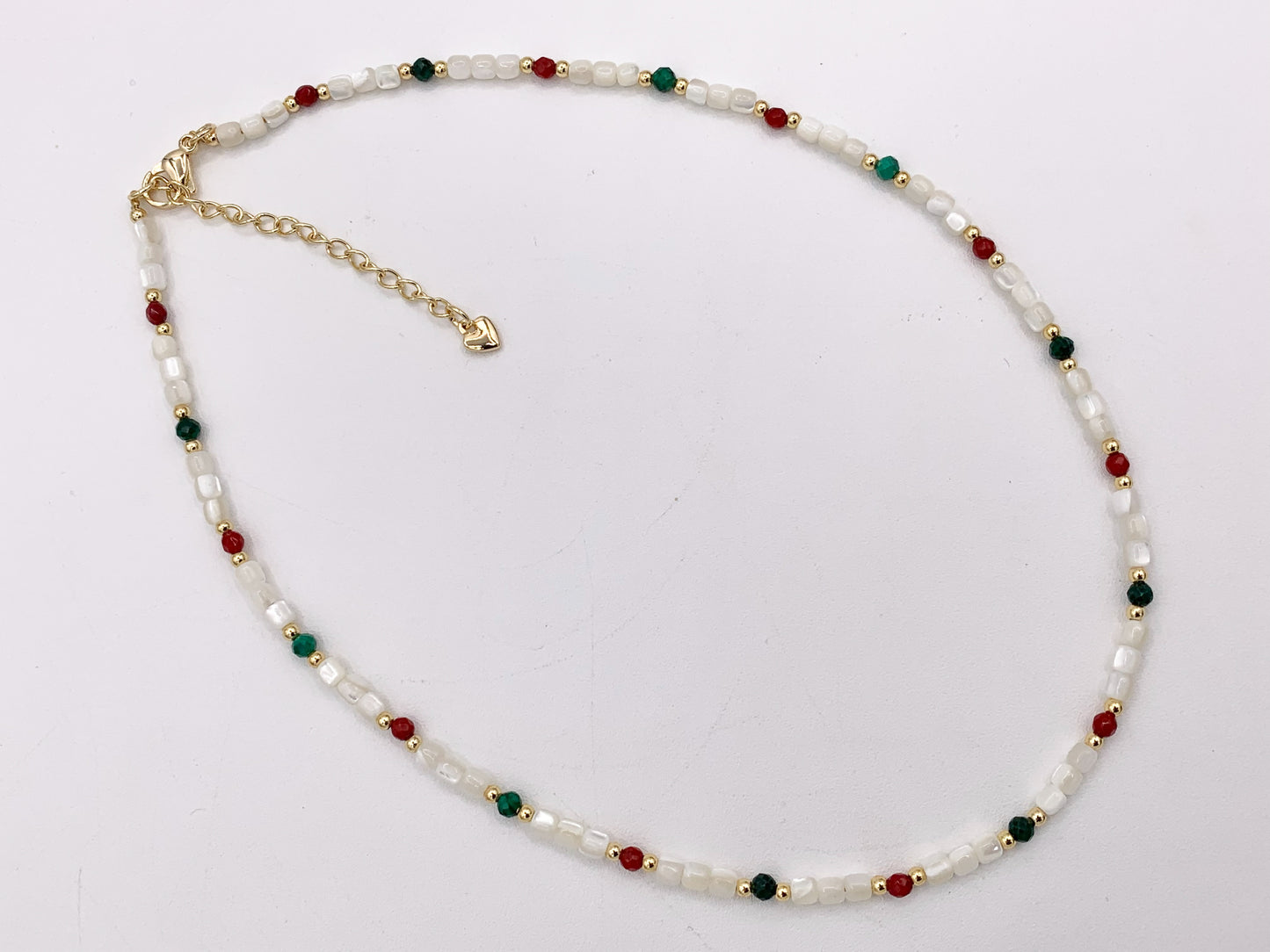 Delicate White & Oat Trocas Shell Beaded Necklace 18K Gold Plated Copper Spacers and Findings Cute Finished Necklace 16" 1 PC