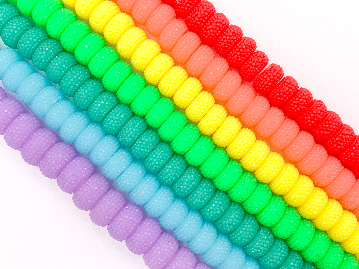 6x12mm Acrylic Druzy Shiny Wheel Shape Acrylic Beads Large Hole Rhinestone Acrylic Rondelle Beads 7" Long | Available in 16 Colors