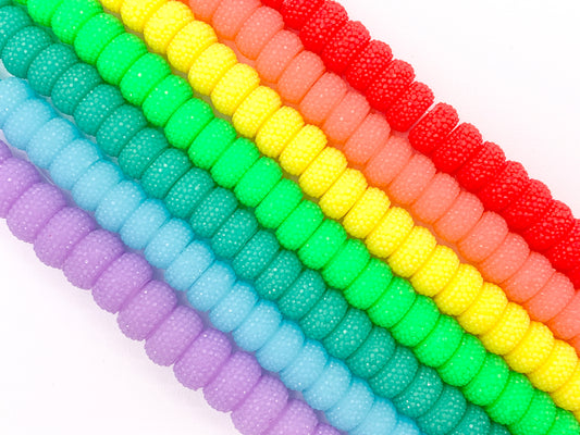 6x12mm Acrylic Druzy Shiny Wheel Shape Acrylic Beads Large Hole Rhinestone Acrylic Rondelle Beads 7" Long | Available in 16 Colors