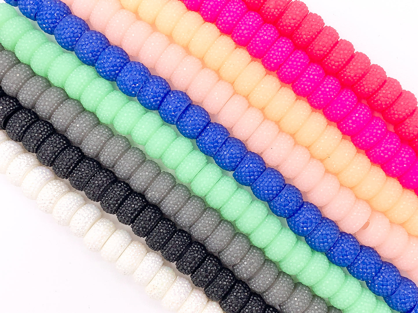 6x12mm Acrylic Druzy Shiny Wheel Shape Acrylic Beads Large Hole Rhinestone Acrylic Rondelle Beads 7" Long | Available in 16 Colors