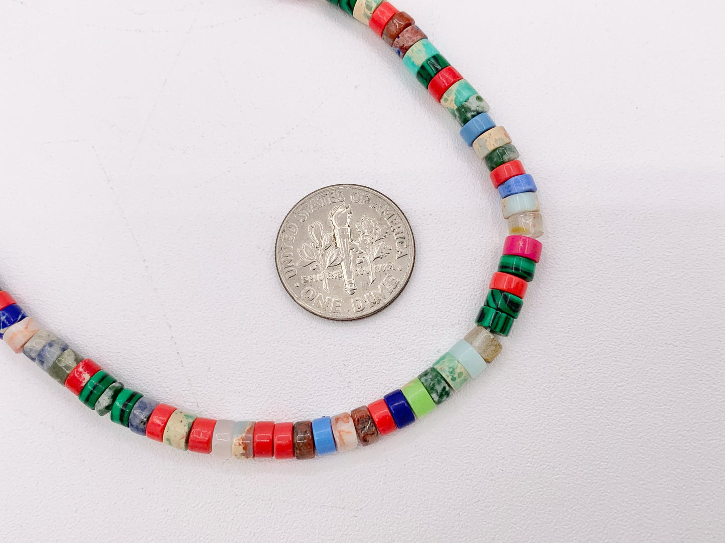 Delicate Assorted Stone Heishi Necklace 18K Gold Plated Copper Clasps Cute Choker Finished Necklace 15-16" 1 PC