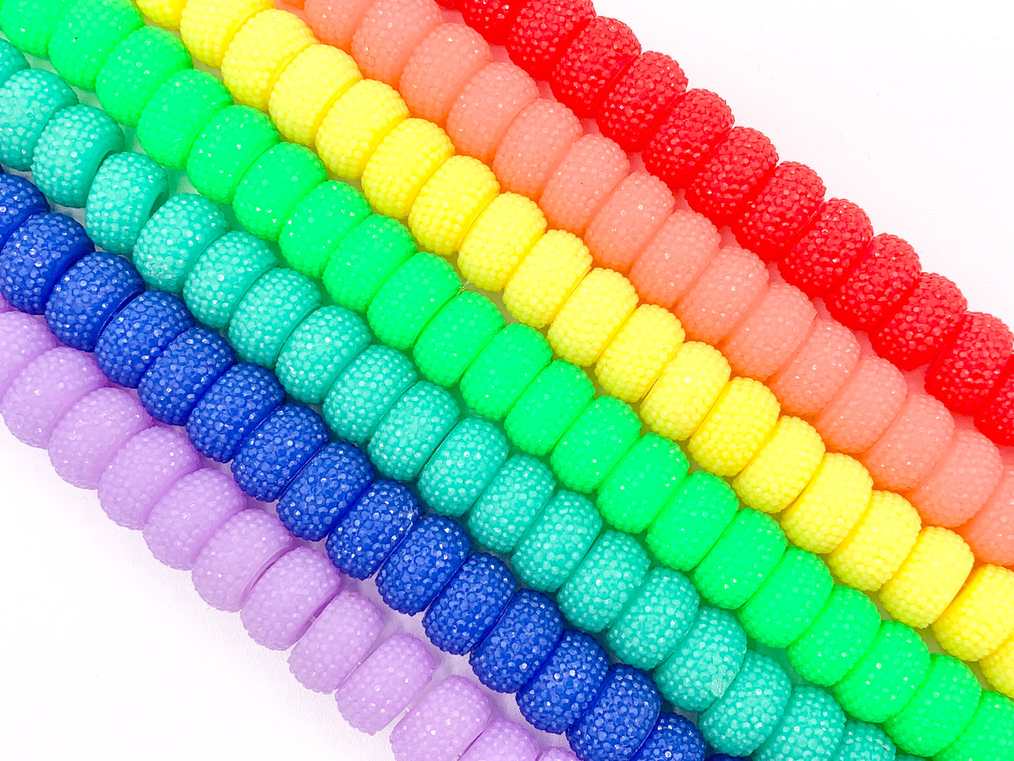 8x14mm Acrylic Druzy Shiny Wheel Shape Acrylic Beads Large Hole Rhinestone Acrylic Rondelle Beads 7" Long | Available in 16 Colors