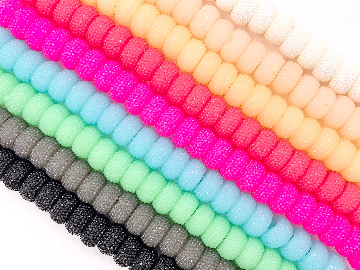 8x14mm Acrylic Druzy Shiny Wheel Shape Acrylic Beads Large Hole Rhinestone Acrylic Rondelle Beads 7" Long | Available in 16 Colors