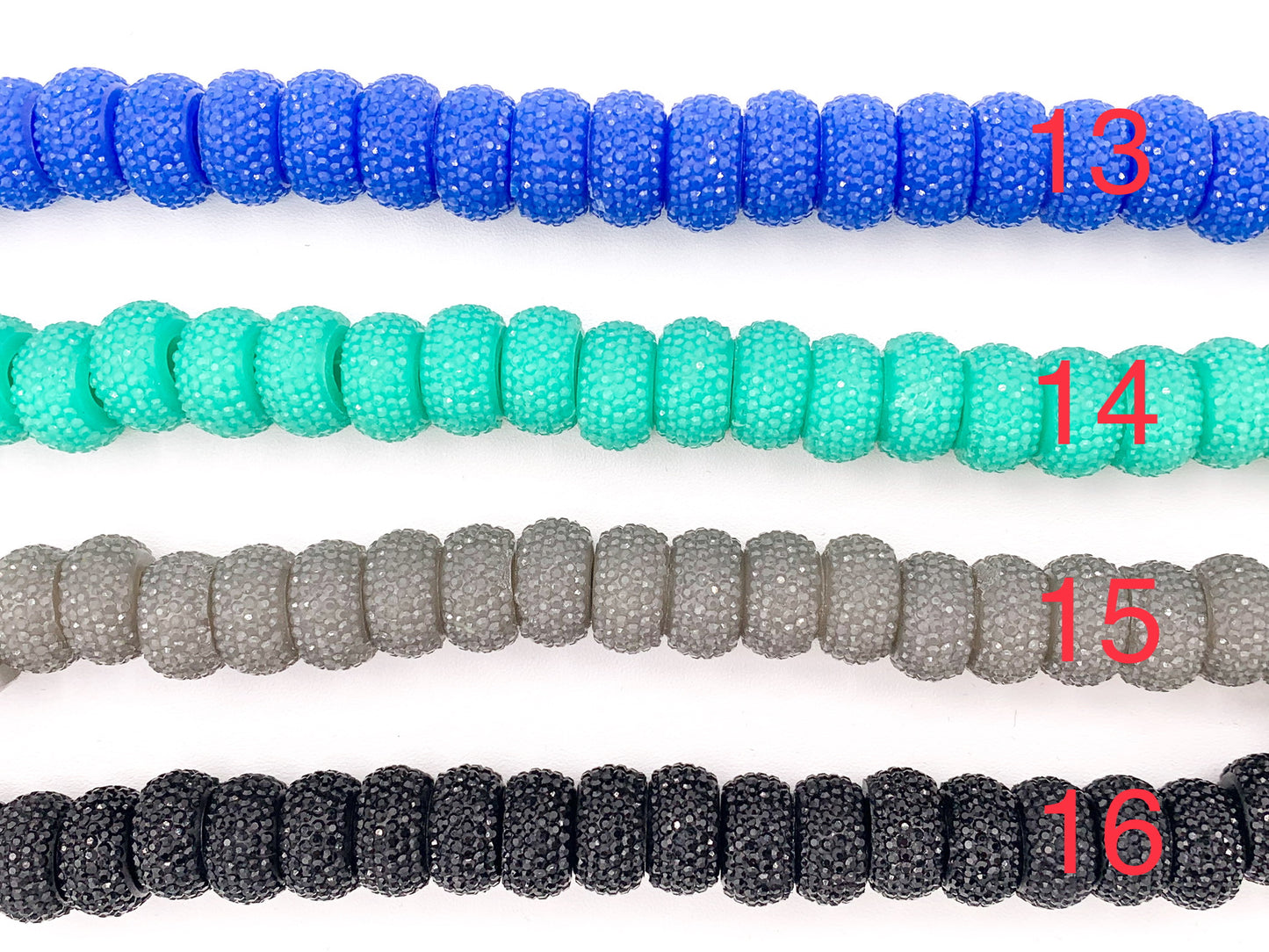 8x14mm Acrylic Druzy Shiny Wheel Shape Acrylic Beads Large Hole Rhinestone Acrylic Rondelle Beads 7" Long | Available in 16 Colors