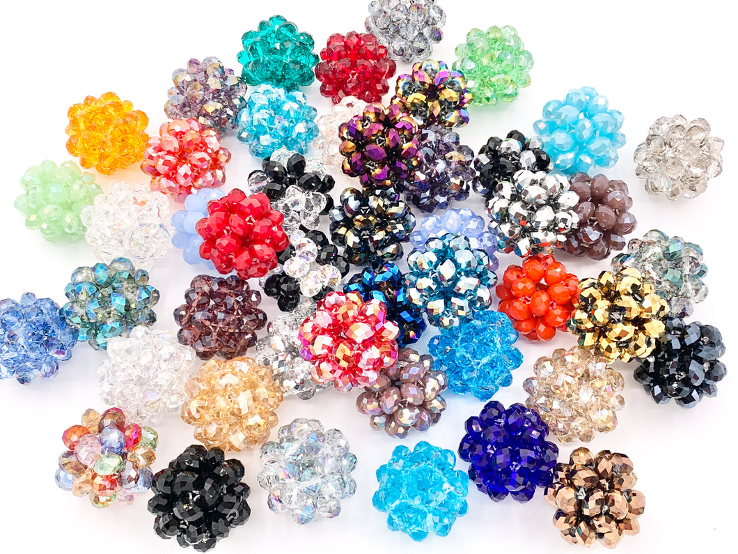 30mm/1.18 inches Crystal Hand Weaved Balls Shiny Sparkly Crystal Rondelle Tied Round Balls By Piece 47 Colors Available