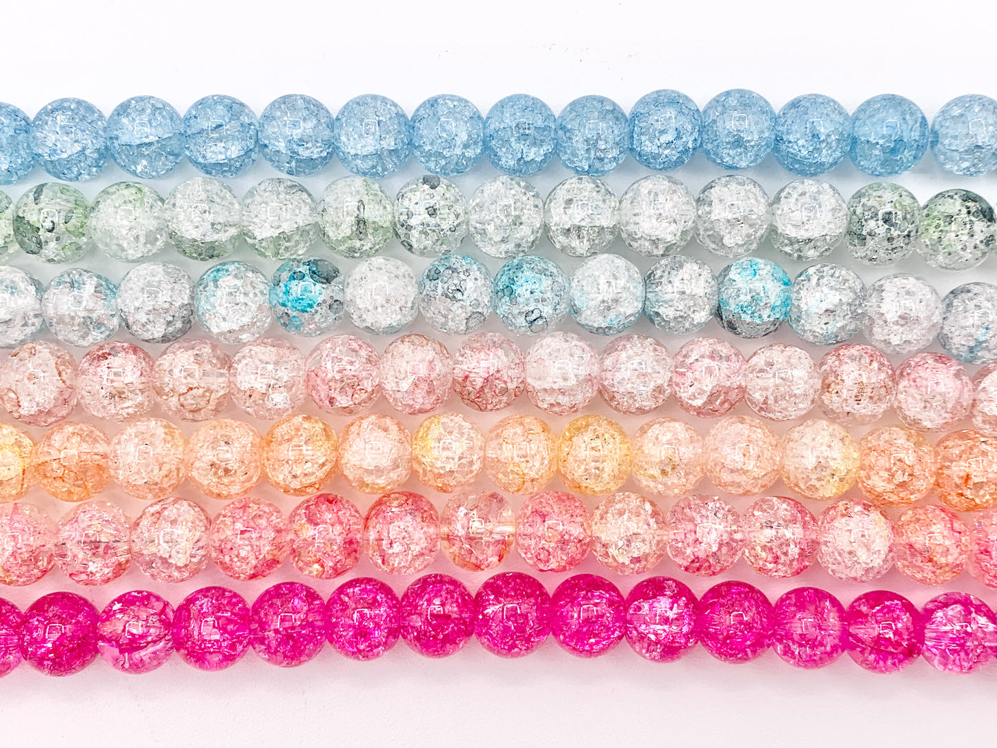 Multicolor Dyed Crackle Glass Beads Round Smooth Shiny Healing Crystalline Beads 8mm 10mm Around 15" 1 Strand