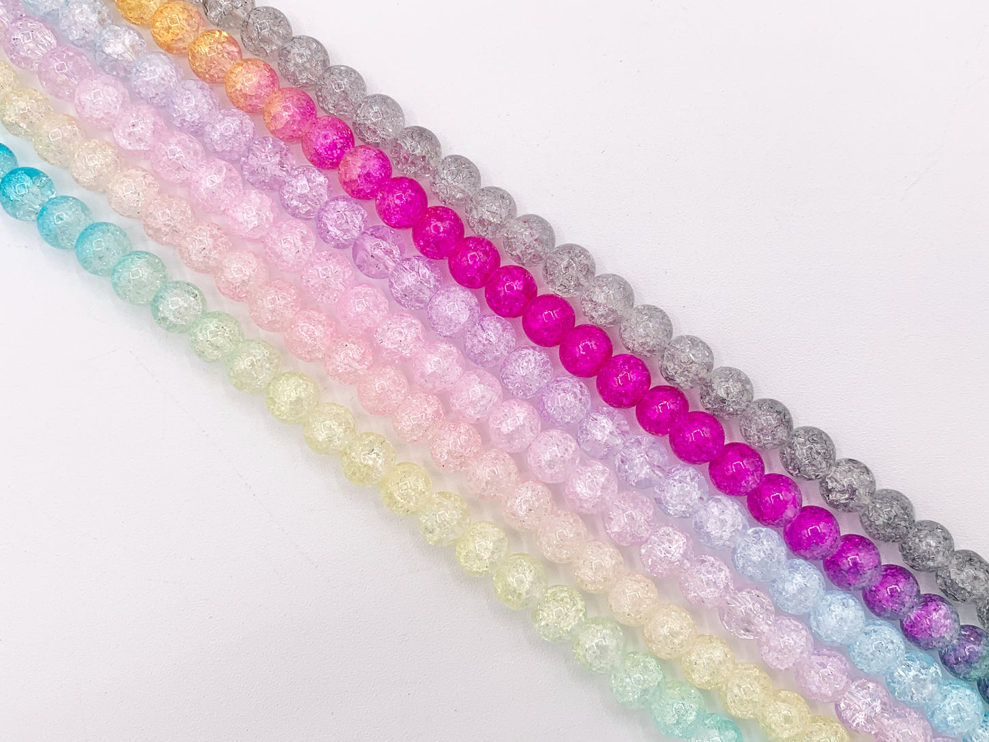 Multicolor Crackle Glass Beads Round Smooth Shiny Healing Crystalline Beads 8mm 10mm Around 15" 1 Strand