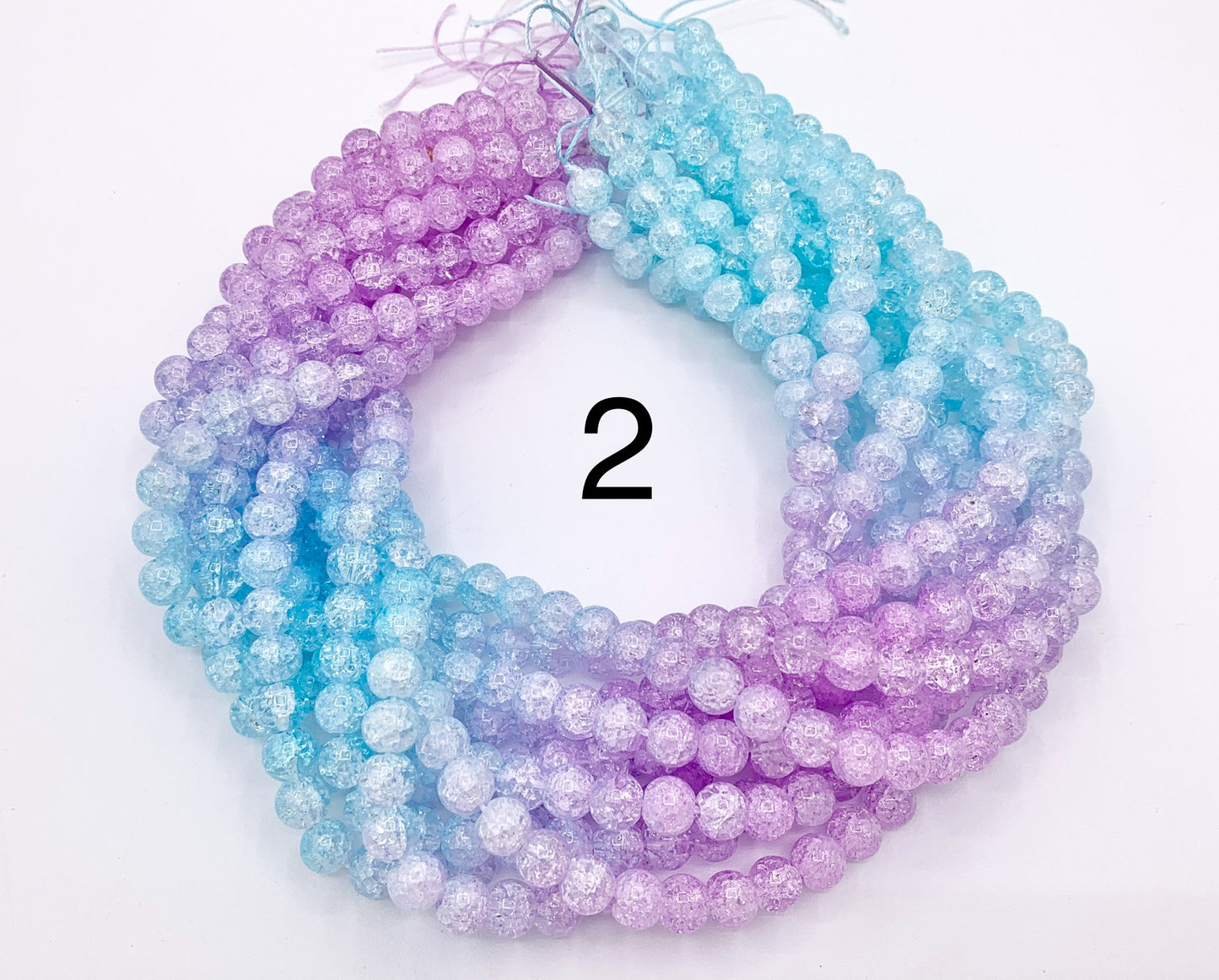 Multicolor Crackle Glass Beads Round Smooth Shiny Healing Crystalline Beads 8mm 10mm Around 15" 1 Strand