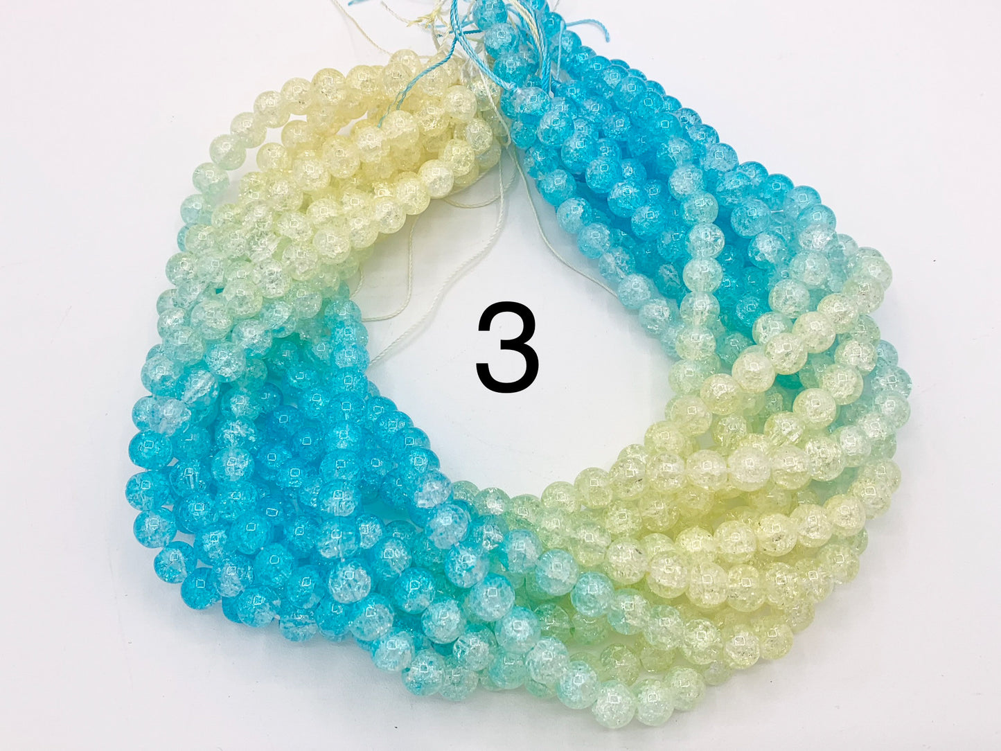Multicolor Crackle Glass Beads Round Smooth Shiny Healing Crystalline Beads 8mm 10mm Around 15" 1 Strand
