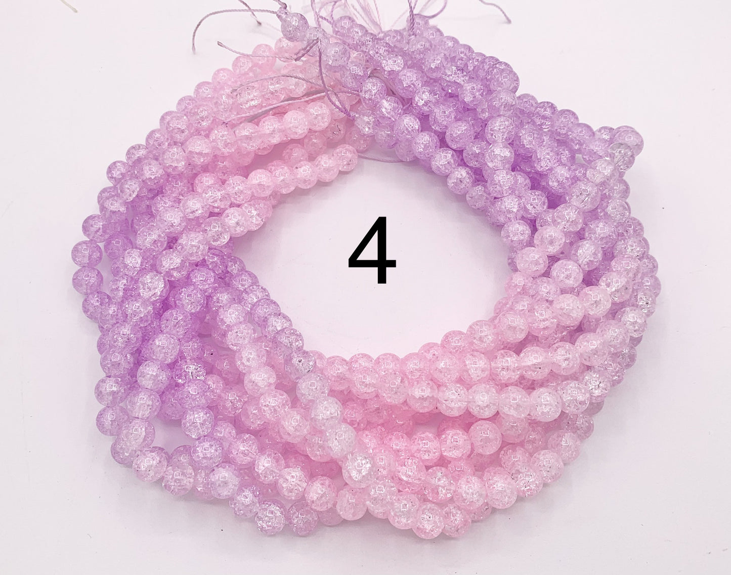 Multicolor Crackle Glass Beads Round Smooth Shiny Healing Crystalline Beads 8mm 10mm Around 15" 1 Strand