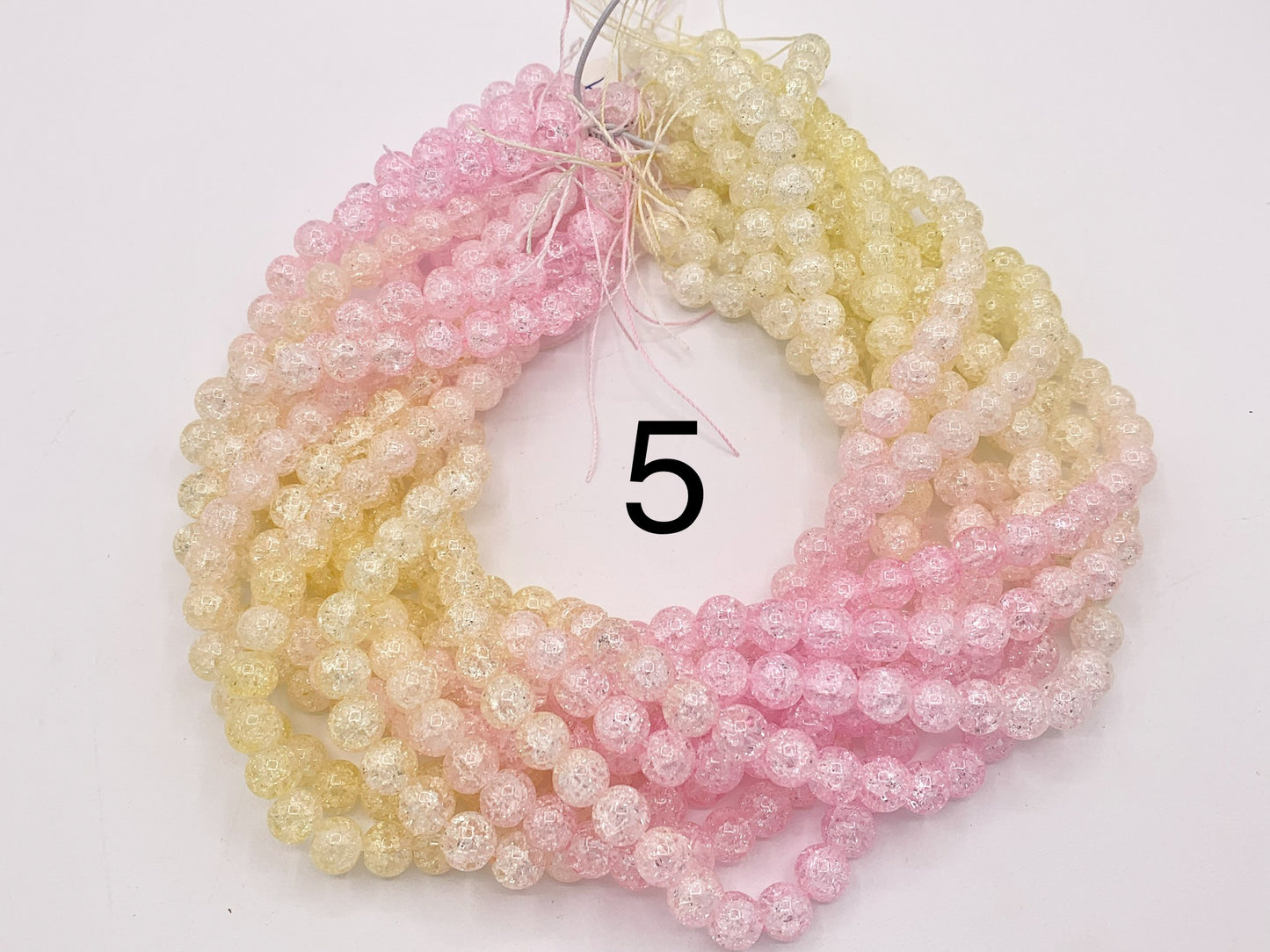 Multicolor Crackle Glass Beads Round Smooth Shiny Healing Crystalline Beads 8mm 10mm Around 15" 1 Strand