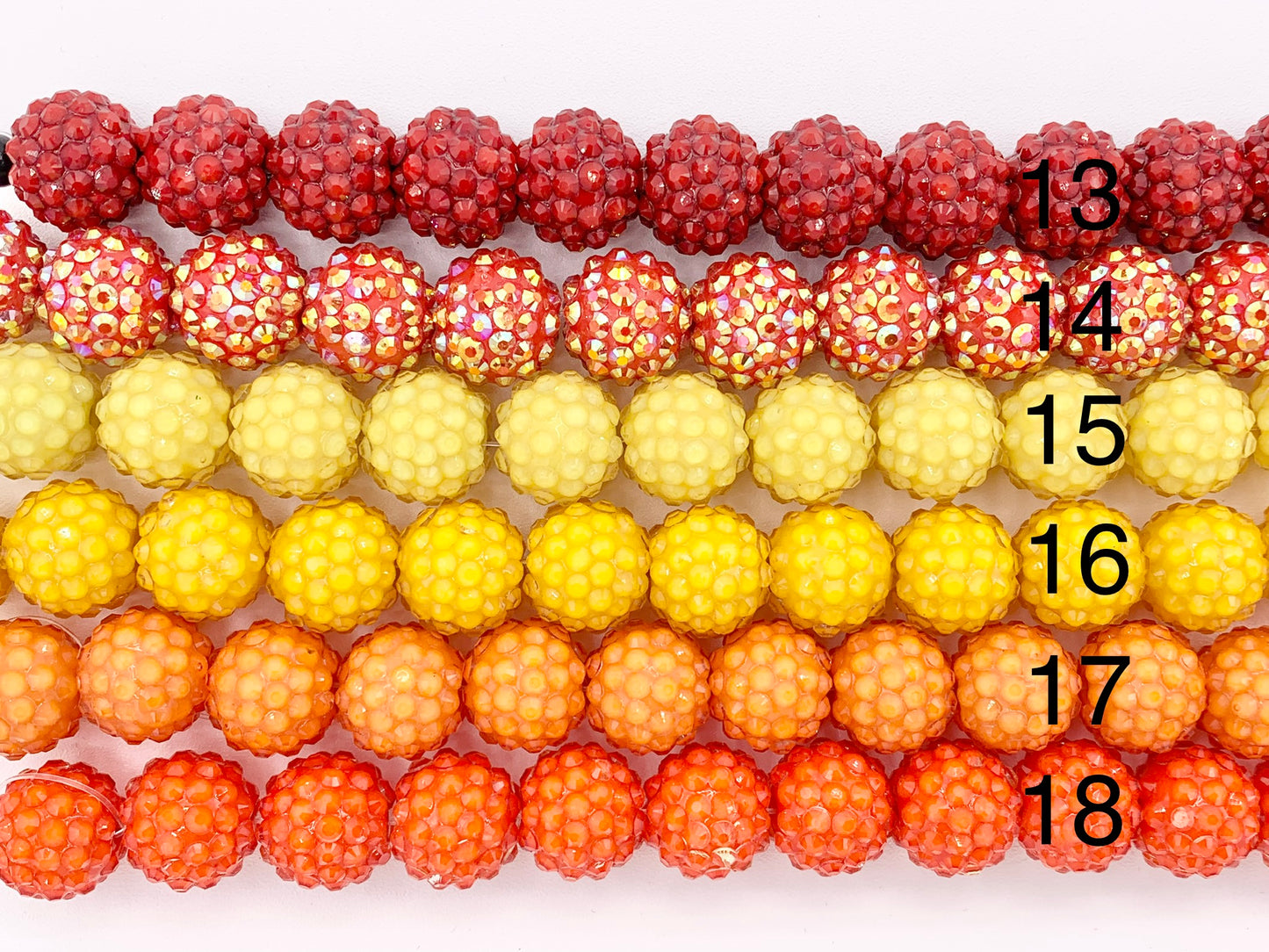 16mm Acrylic Rhinestone Beads Shiny Round Sparkle Bubblegum Gumball Resin Holiday Beads For Jewelry Making 6.5" | Available in 49 Colors