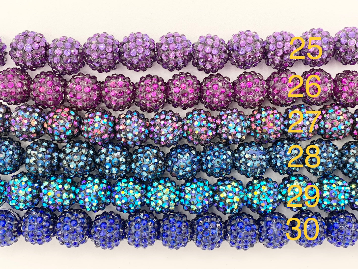 16mm Acrylic Rhinestone Beads Shiny Round Sparkle Bubblegum Gumball Resin Holiday Beads For Jewelry Making 6.5" | Available in 49 Colors