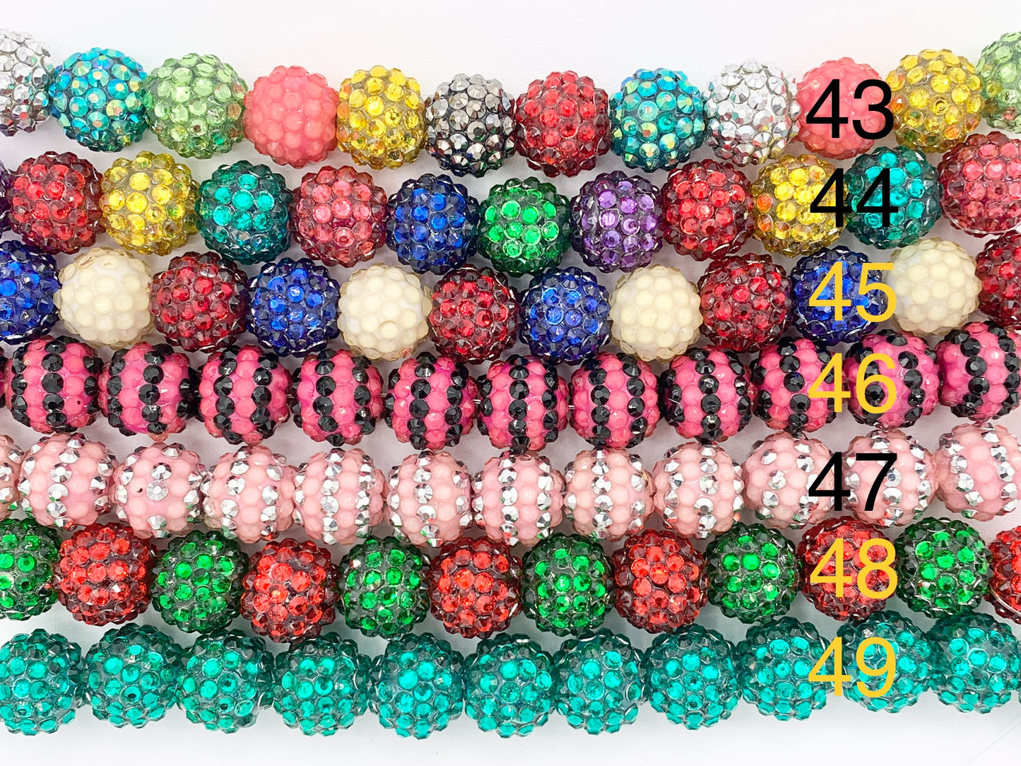 16mm Acrylic Rhinestone Beads Shiny Round Sparkle Bubblegum Gumball Resin Holiday Beads For Jewelry Making 6.5" | Available in 49 Colors