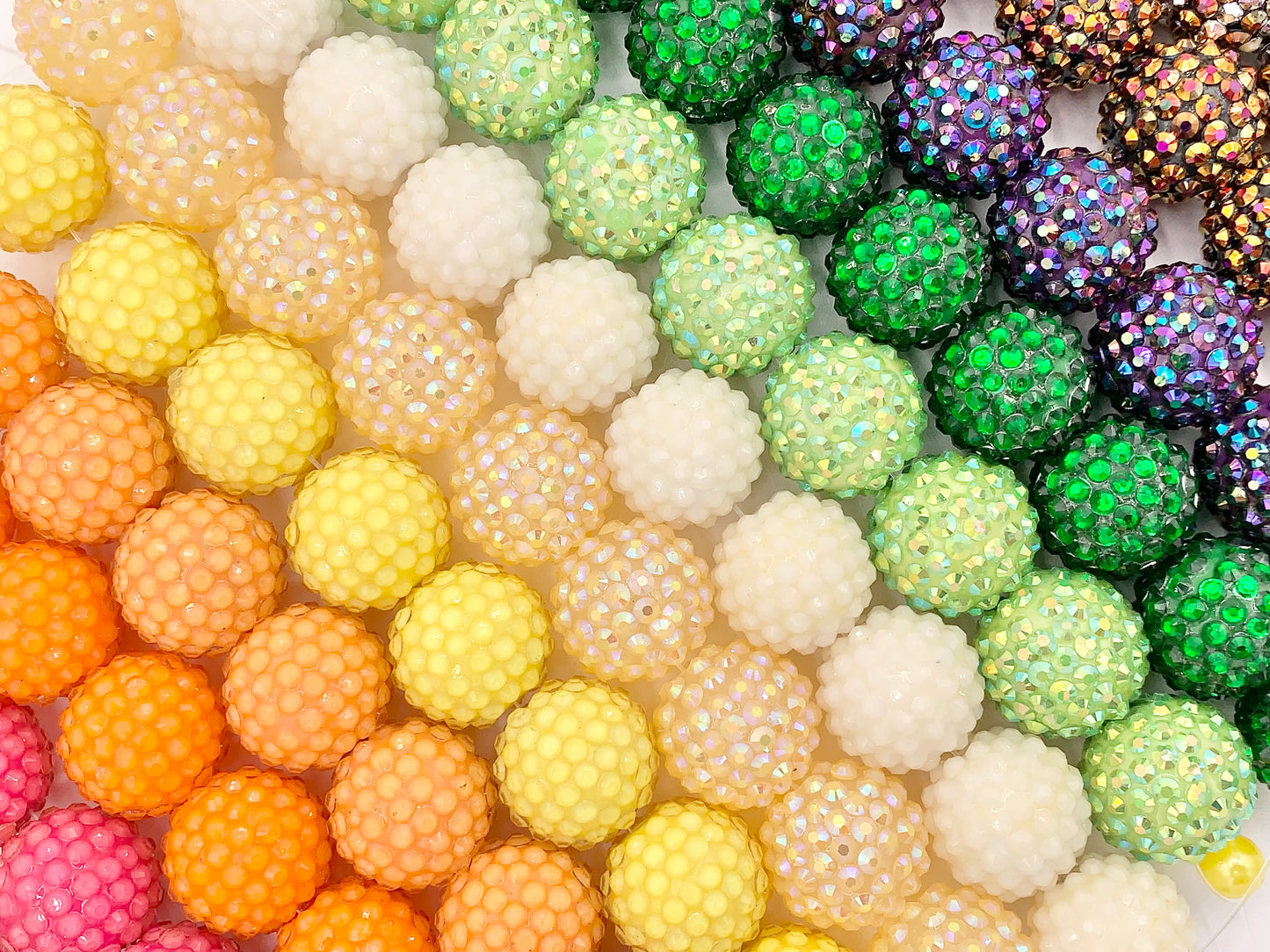 20mm Acrylic Rhinestone Beads Shiny Round Sparkle Bubblegum Gumball Resin Holiday Beads For Jewelry Making 6.5" | Available in 20 Colors