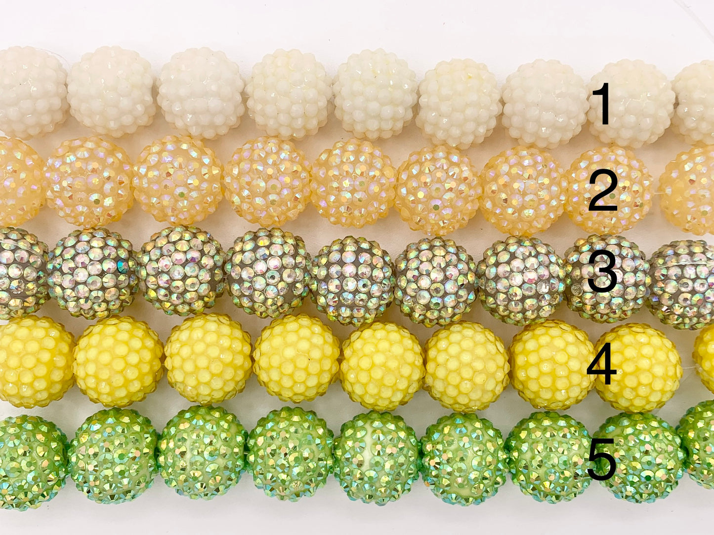 20mm Acrylic Rhinestone Beads Shiny Round Sparkle Bubblegum Gumball Resin Holiday Beads For Jewelry Making 6.5" | Available in 20 Colors