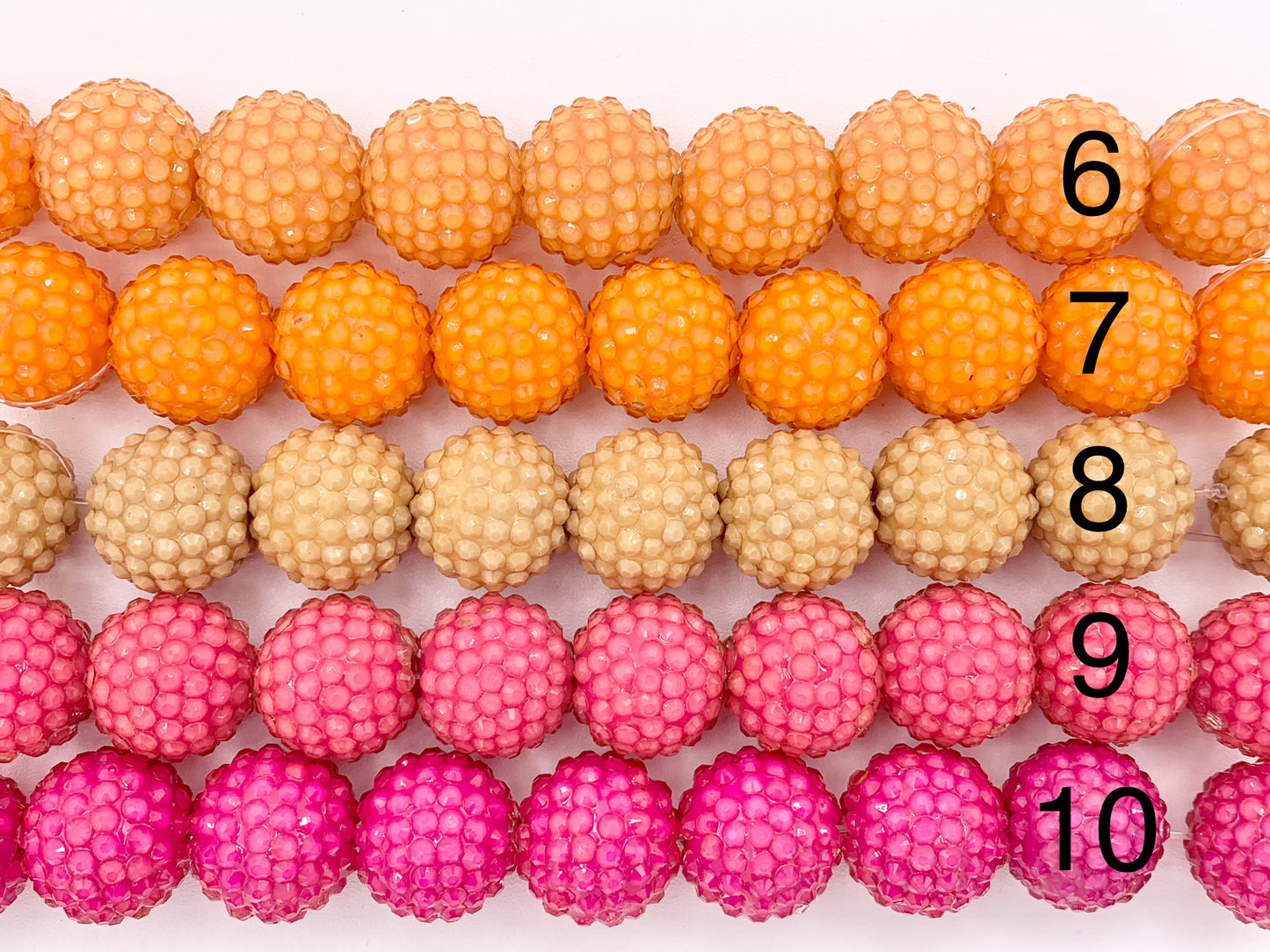 20mm Acrylic Rhinestone Beads Shiny Round Sparkle Bubblegum Gumball Resin Holiday Beads For Jewelry Making 6.5" | Available in 20 Colors