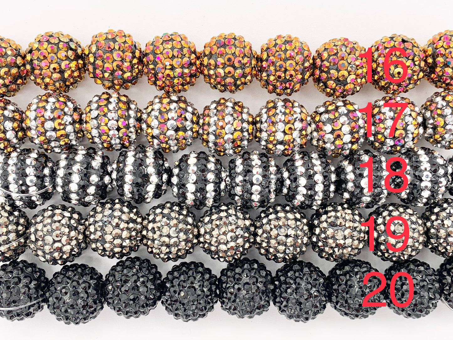 20mm Acrylic Rhinestone Beads Shiny Round Sparkle Bubblegum Gumball Resin Holiday Beads For Jewelry Making 6.5" | Available in 20 Colors