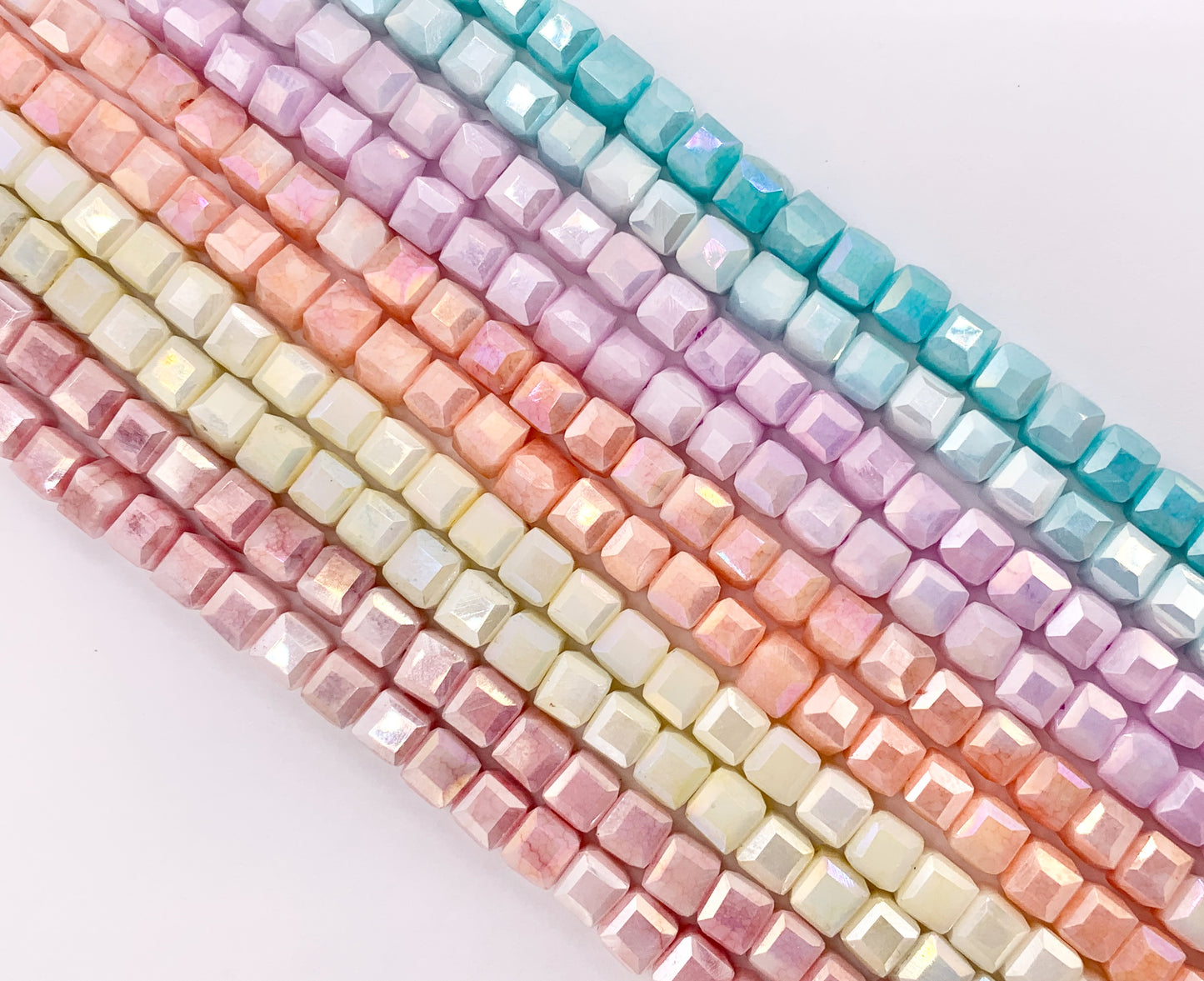 4-4.5mm High Quality Opaque Crystal Cube Faceted Extra Shiny Crystal Beads 1 Strand 15" Available in 5 Colors