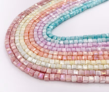 Cargar imagen en el visor de la galería, 4-4.5mm High Quality Opaque Crystal Cube Faceted Extra Shiny Crystal Beads 1 Strand 15&quot; Available in 5 Colors
