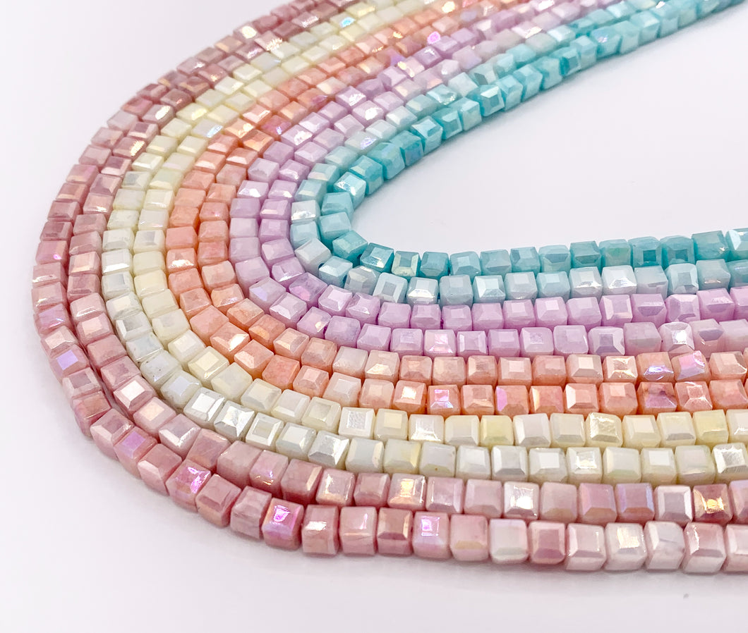 4-4.5mm High Quality Opaque Crystal Cube Faceted Extra Shiny Crystal Beads 1 Strand 15