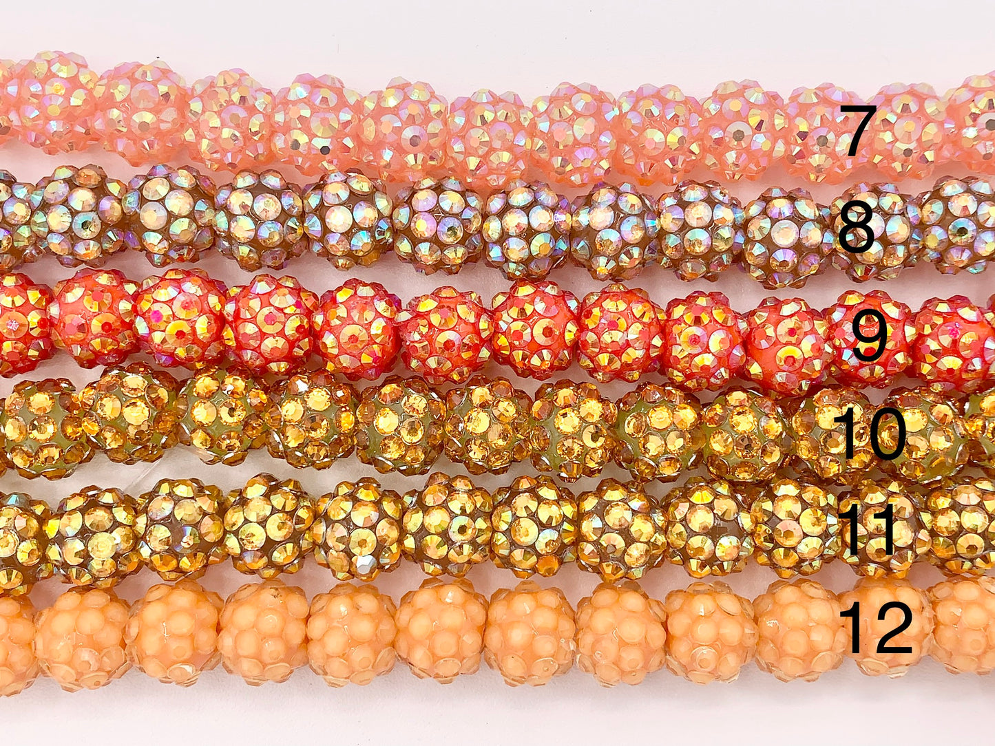 Cuentas acrílicas de diamantes de imitación de 12 mm, cuentas navideñas de resina de chicle con brillo redondo brillante para fabricación de joyas de 6,5" | Disponible en 37 colores