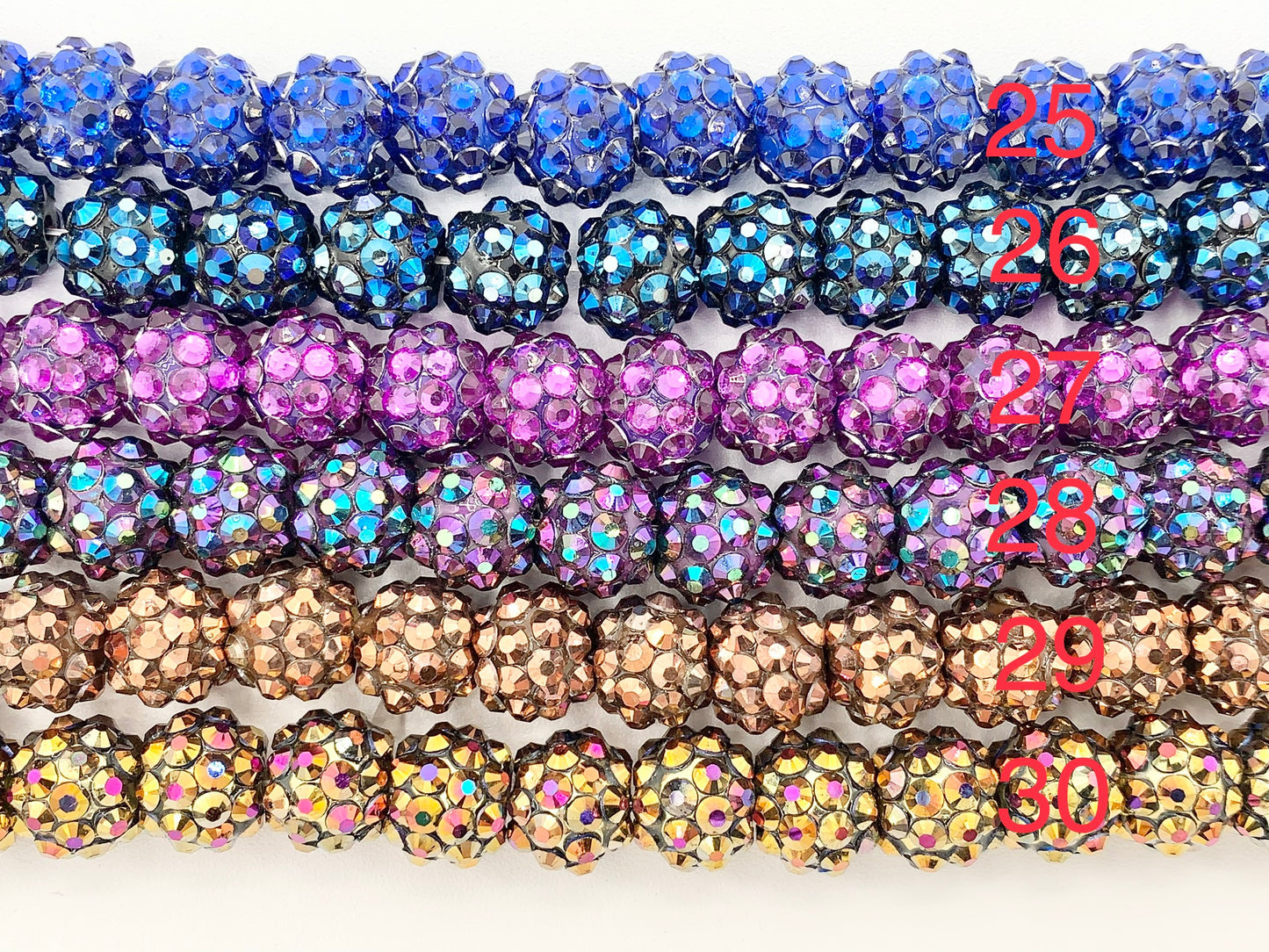 Cuentas acrílicas de diamantes de imitación de 12 mm, cuentas navideñas de resina de chicle con brillo redondo brillante para fabricación de joyas de 6,5" | Disponible en 37 colores