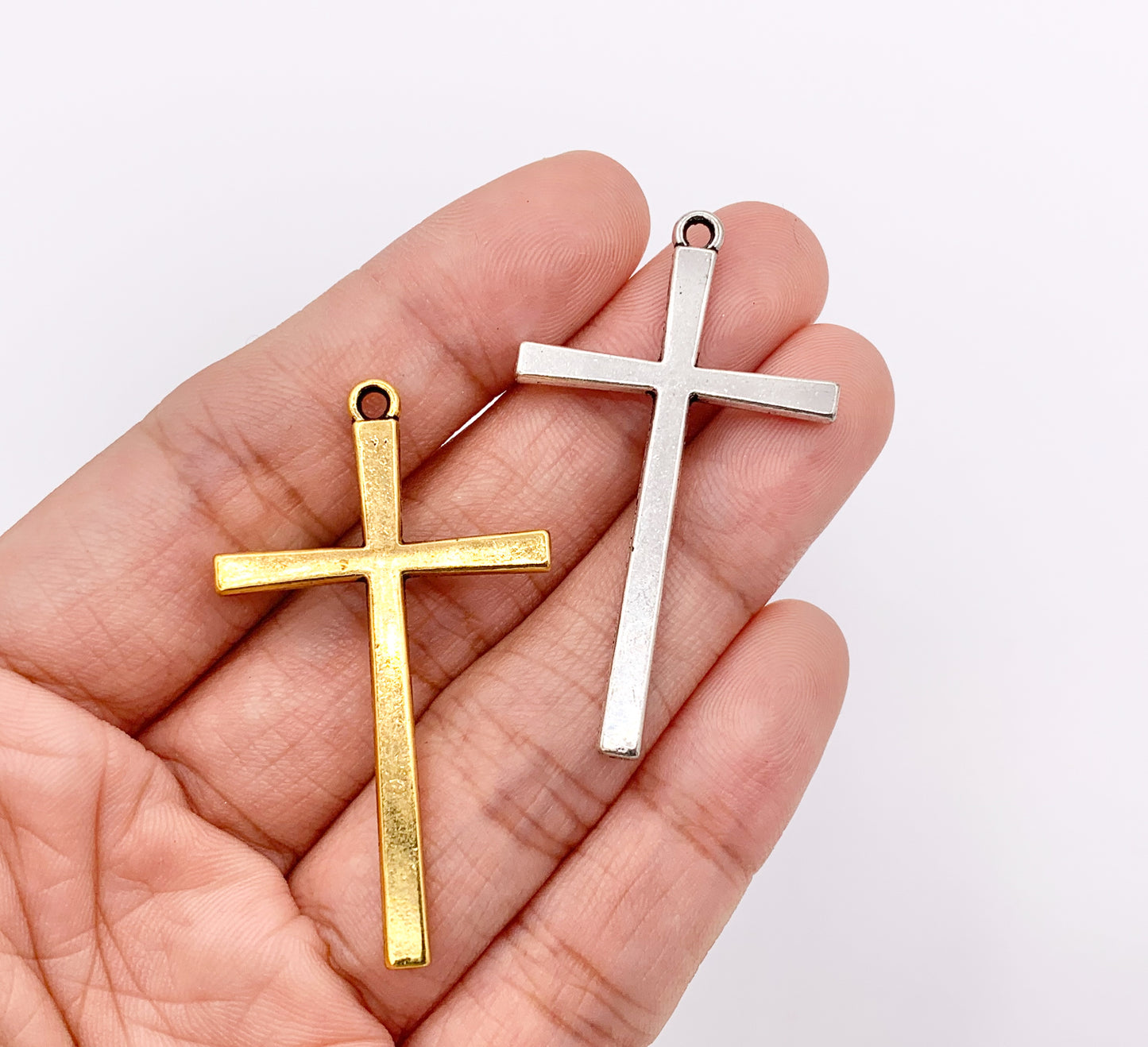 25x43mm Pewter Large Cross Pendant Plain Religious Pendant in Antique Gold, Silver & Bronze Color 125G