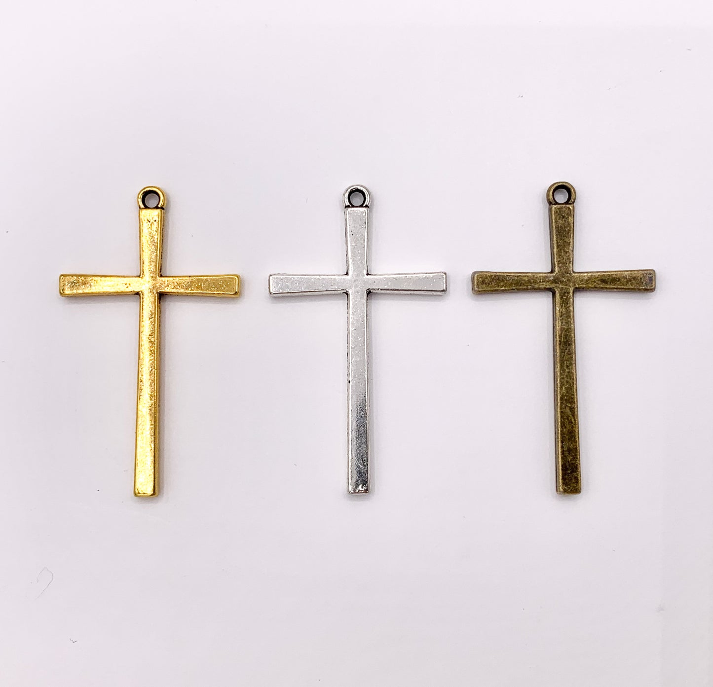 25x43mm Pewter Large Cross Pendant Plain Religious Pendant in Antique Gold, Silver & Bronze Color 125G