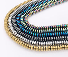 Cargar imagen en el visor de la galería, 6mm Natural Hematite Rondelle Saucer Smooth Energy Beads Around 15&quot;-16&quot; Available in 6 Colors 1 Strand
