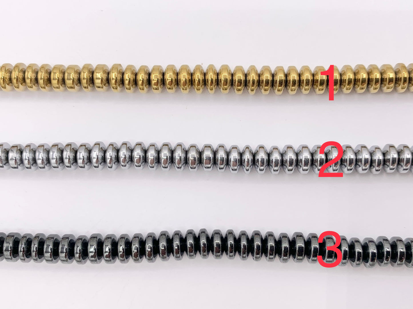 6mm Natural Hematite Rondelle Saucer Smooth Energy Beads Around 15"-16" Available in 6 Colors 1 Strand