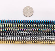 Cargar imagen en el visor de la galería, 6mm Natural Hematite Rondelle Saucer Smooth Energy Beads Around 15&quot;-16&quot; Available in 6 Colors 1 Strand
