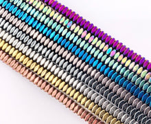 Cargar imagen en el visor de la galería, 4mm Natural Hematite Faceted Square Spacers Energy Beads Around 15&quot; Available in 9 Colors 1 Strand
